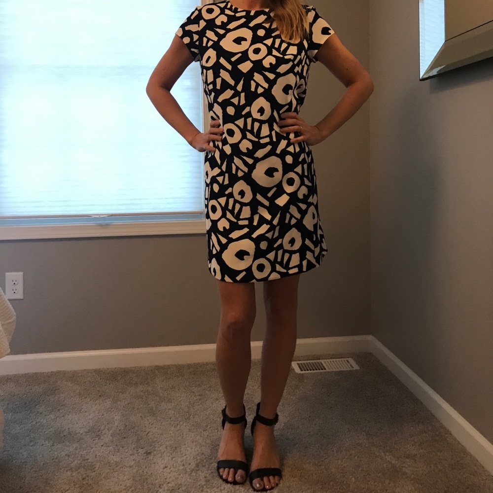 Loft geometrical black and white dress